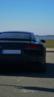 Rear View Black Audi R8 Supercar High Definition Phone Wallpaper