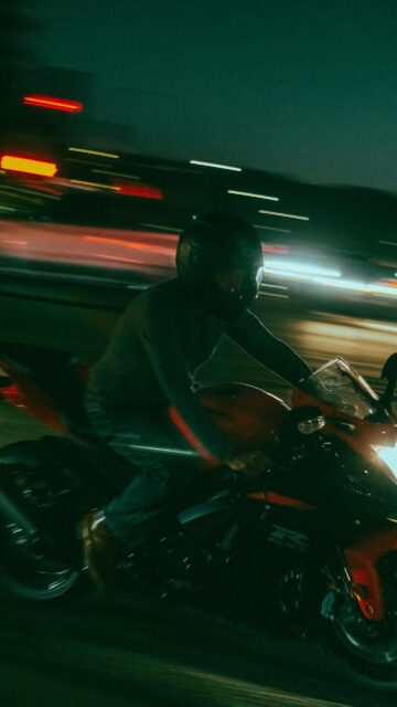Sportbike Rider Night Speed Motion Blur High Quality Mobile Wallpaper