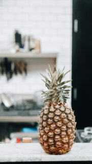 Fresh Pineapple Fruit on Marble Surface Minimalist Phone Wallpaper