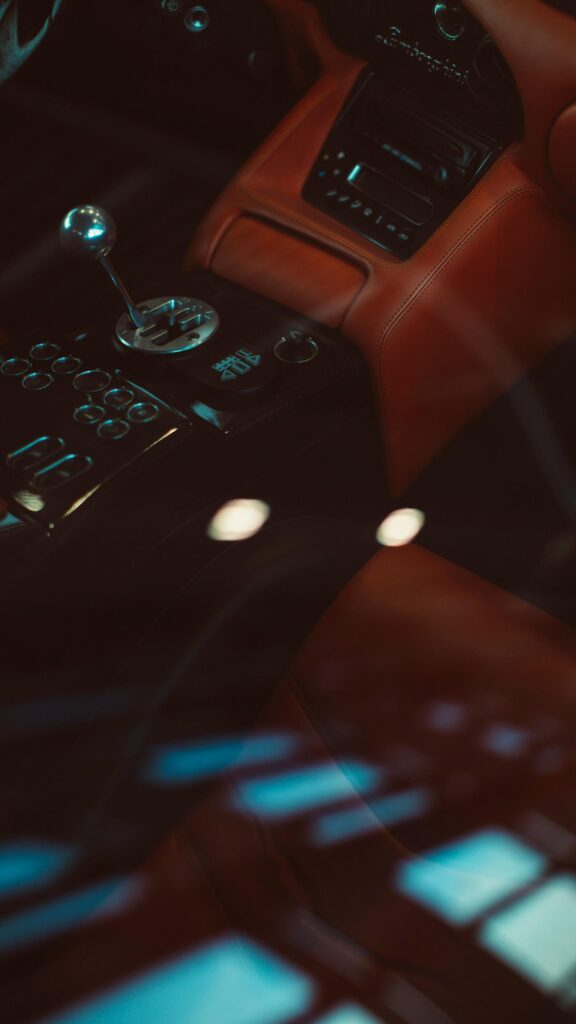 Luxury Lamborghini Interior Gear Shifter and Leather Detail Wallpaper