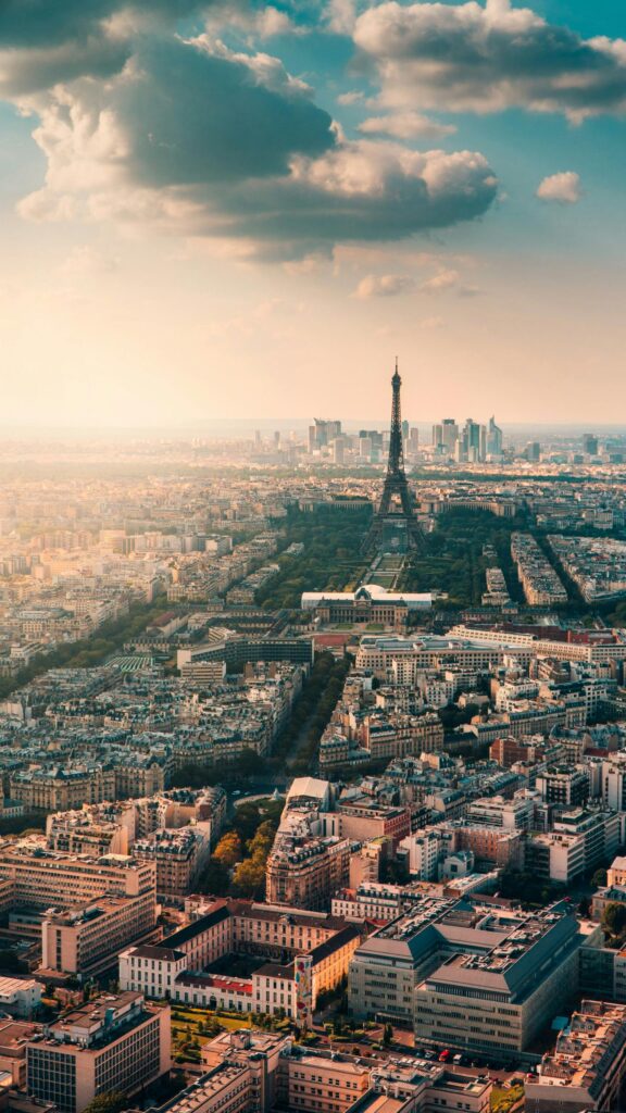 Breathtaking Sunset Over Paris and Eiffel Tower Mobile Wallpaper