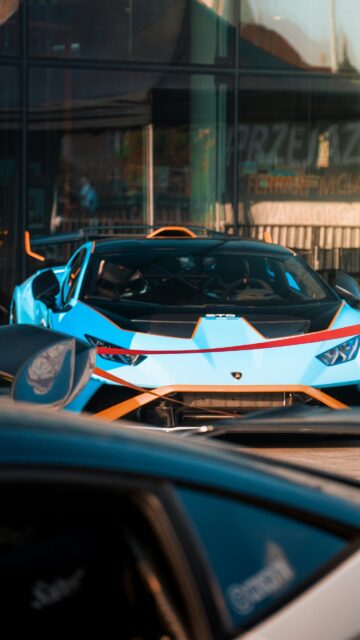Stunning Light Blue Lamborghini Huracán STO Supercar Phone Wallpaper