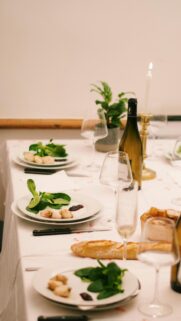 Elegant Candlelit Dinner Table Setting for a Romantic Evening Wallpaper