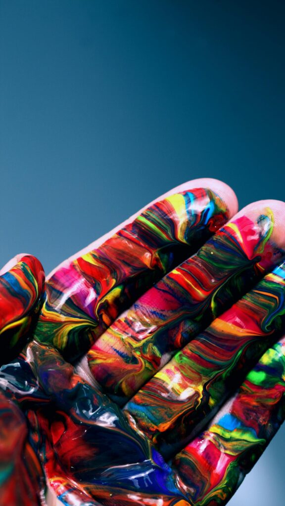 Vibrant Abstract Painted Hand Colorful Liquid Art Phone Wallpaper