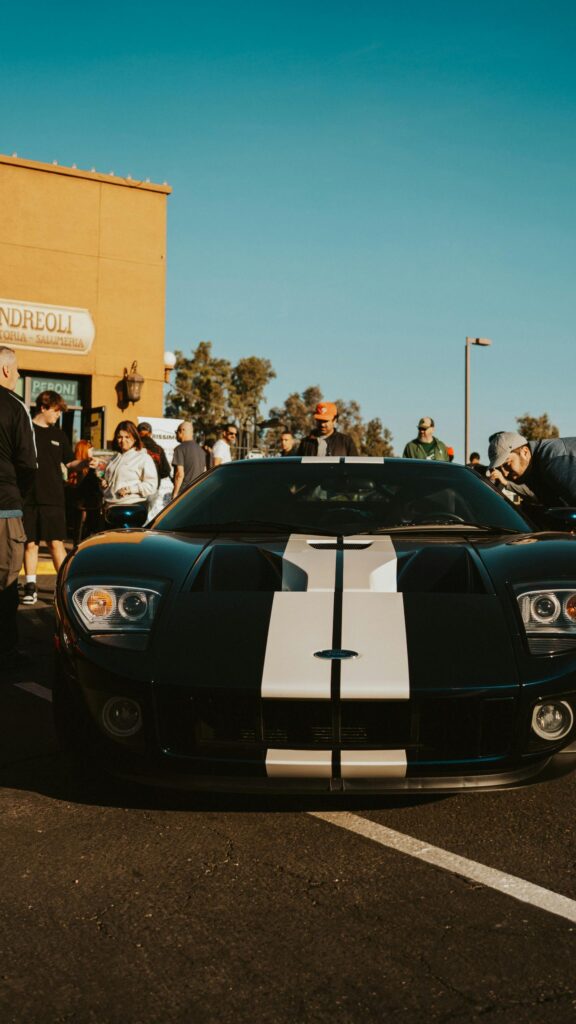 Stunning Black Ford GT Supercar Front View Mobile Wallpaper