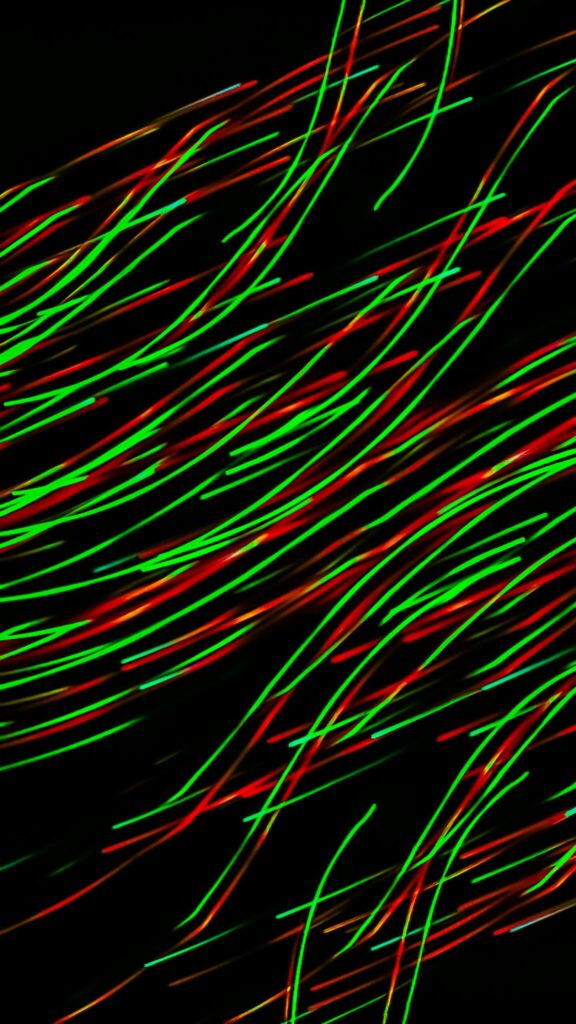 Neon Red and Green Light Trails Motion Abstract Phone Wallpaper
