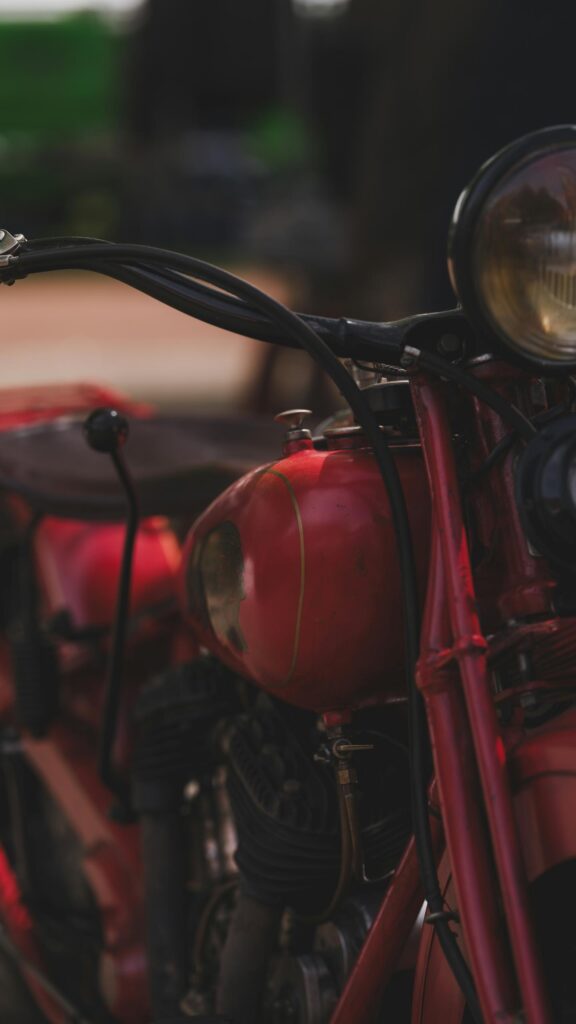 Vintage Red Indian Motorcycle Close-up Aesthetic Phone Wallpaper