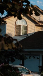Golden Hour Suburban Home Exterior Phone Wallpaper