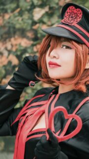 Stunning Red Haired Anime Cosplay Girl Portrait Mobile Wallpaper