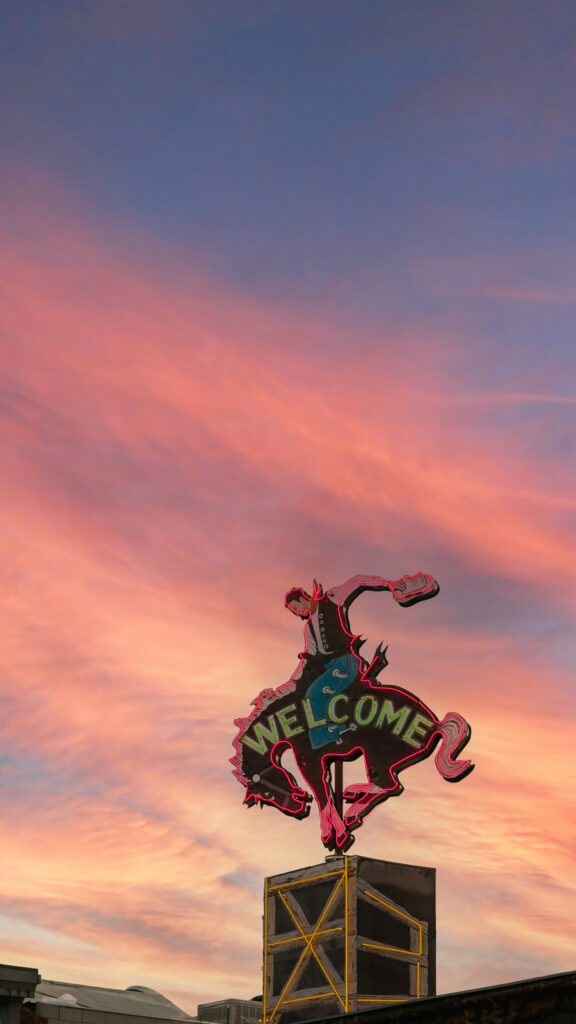 Pisces Dreamy Sunset Cowboy Neon Sign Aesthetic Phone Wallpaper