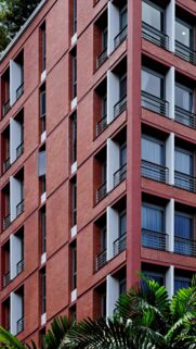 Modern Red Brick Building Facade Abstract Architectural Mobile Wallpaper