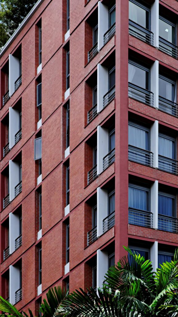Modern Red Brick Building Facade Abstract Architectural Mobile Wallpaper