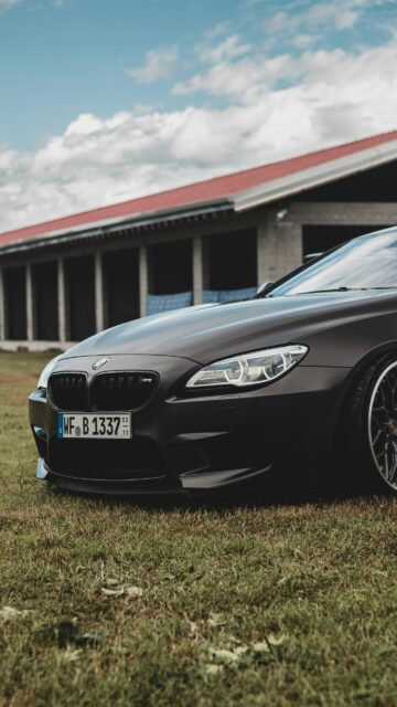 Matte Black BMW M6 Sport Car Front View Mobile Phone Wallpaper