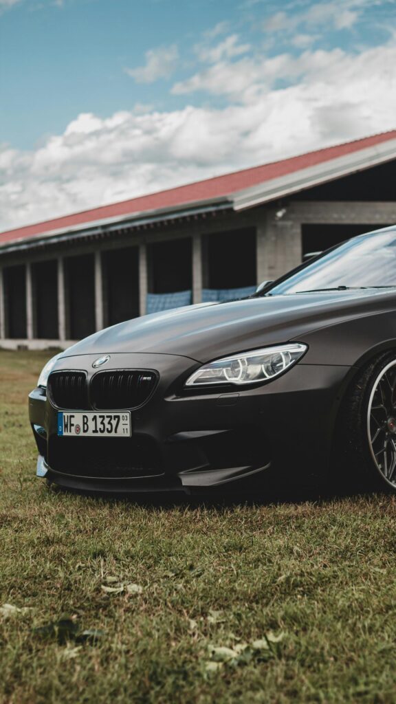 Matte Black BMW M6 Sport Car Front View Mobile Phone Wallpaper