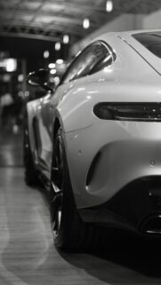 Black and White Mercedes AMG GT Sports Car Phone Wallpaper