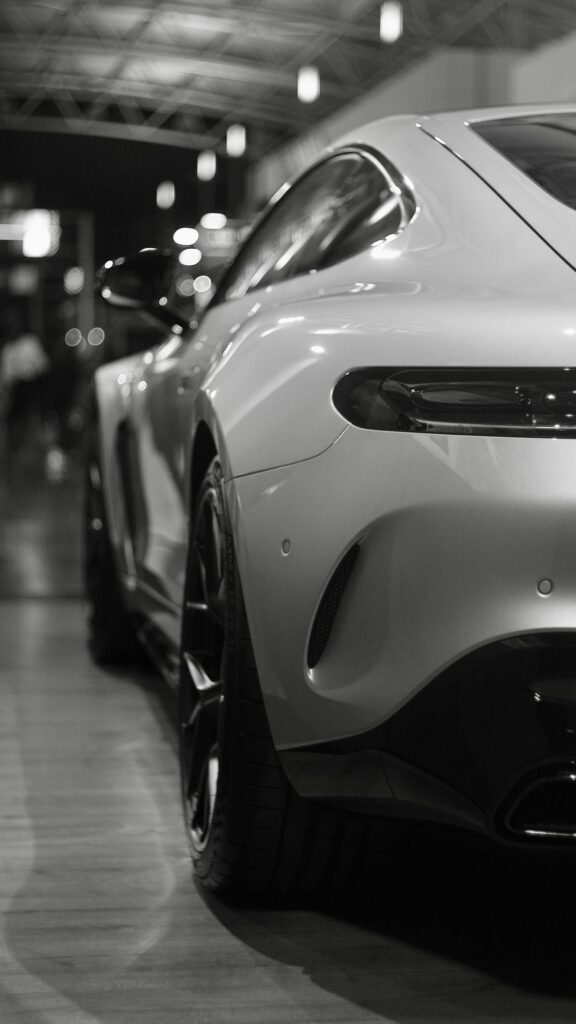 Black and White Mercedes AMG GT Sports Car Phone Wallpaper