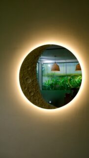 Minimalist Lunar Crescent Mirror Reflection Interior Phone Wallpaper