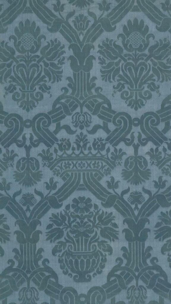 Elegant Blue Victorian Damask Floral Pattern Phone Wallpaper