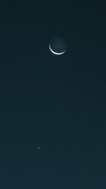 Crescent Moon and Venus Conjunction Spiritual Celestial Sky Wallpaper