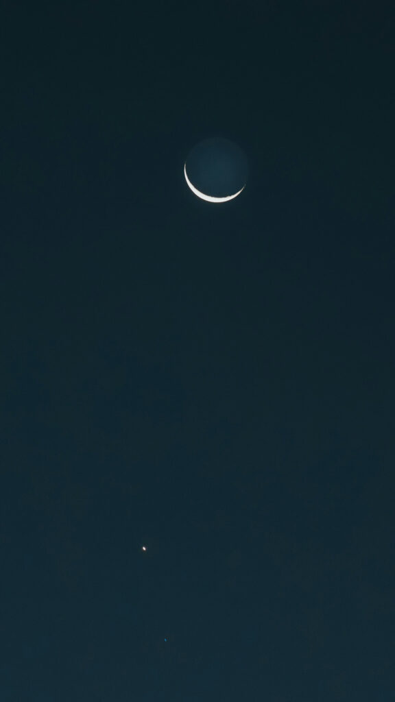 Crescent Moon and Venus Conjunction Spiritual Celestial Sky Wallpaper