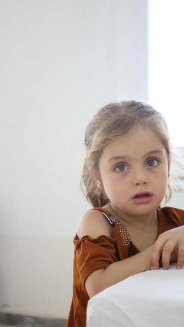 Sad Young Girl with Green Eyes and Brunette Hair Portrait Wallpaper