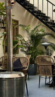 Chic Outdoor Patio Cafe Ambience Aesthetic Phone Wallpaper