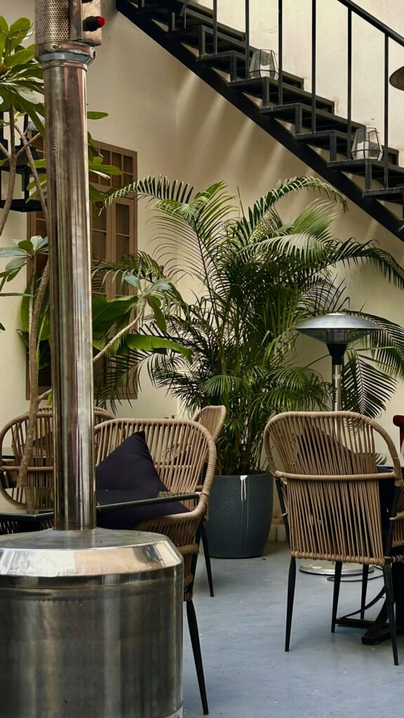 Chic Outdoor Patio Cafe Ambience Aesthetic Phone Wallpaper