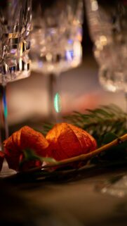 Elegant Winter Holiday Festive Physalis and Crystal Glass Wallpaper