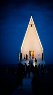Stunning A-Frame Chapel at Twilight Mobile Phone Wallpaper