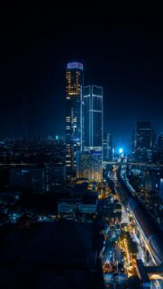 Jakarta Night Skyline Cityscape with Modern Skyscrapers Mobile Wallpaper