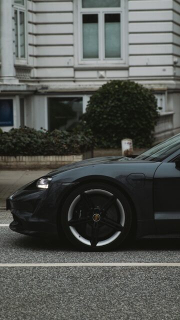 Sleek Dark Gray Porsche Taycan Sport Car Phone Wallpaper