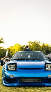 Blue Nissan 240SX Pop-Up Headlights Car Enthusiast Phone Wallpaper