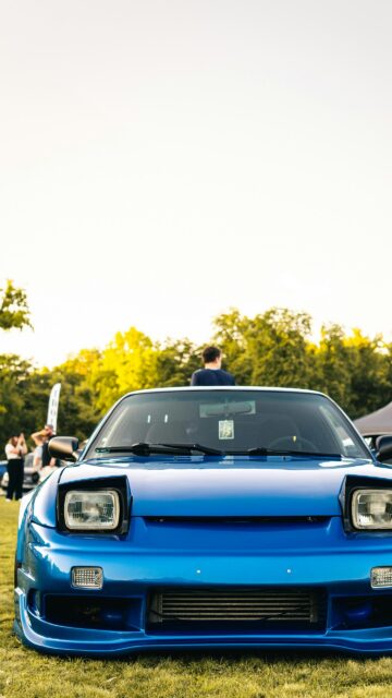 Blue Nissan 240SX Pop-Up Headlights Car Enthusiast Phone Wallpaper