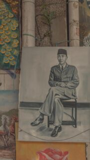 Vintage Portrait of Sukarno Indonesia Founding Father Painting Wallpaper