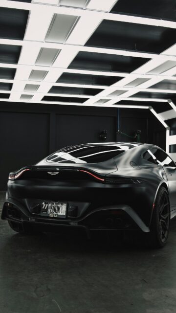 Matte Black Aston Martin Vantage Luxury Sports Car Phone Wallpaper