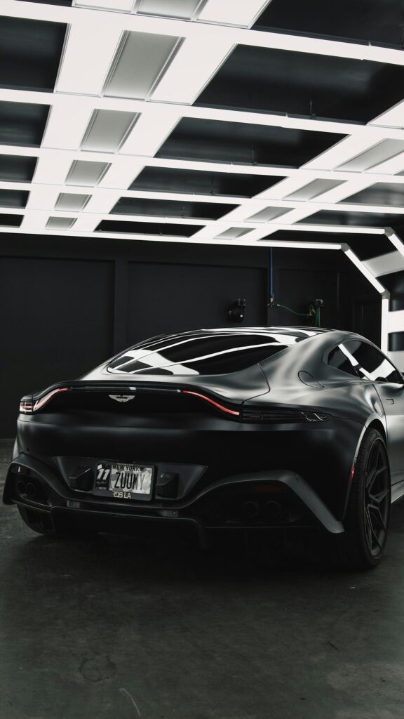 Matte Black Aston Martin Vantage Luxury Sports Car Phone Wallpaper