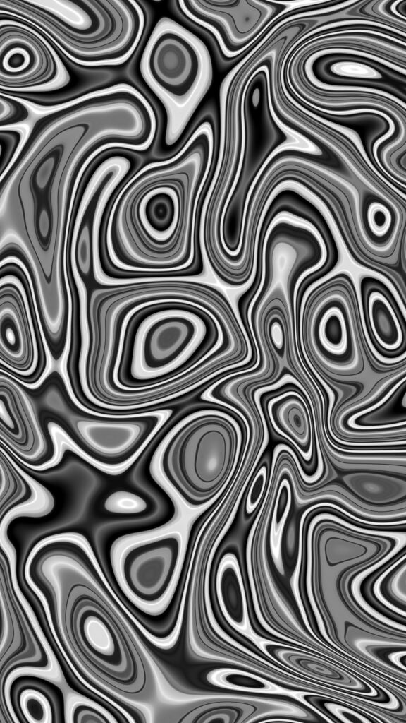 Abstract Liquid Swirls Black and White Aesthetic Mobile Wallpaper