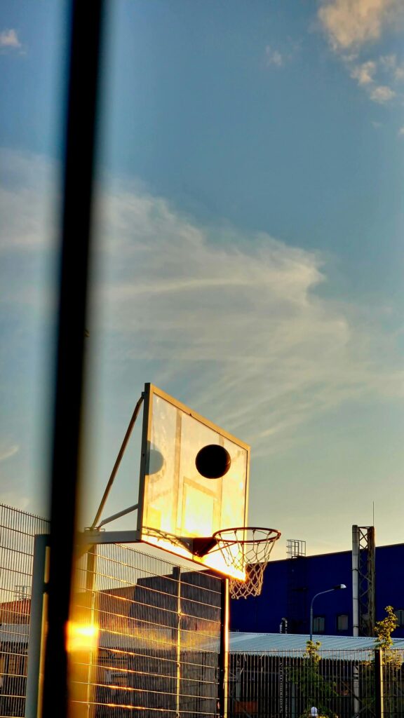 Golden Hour Basketball Hoop Silhouette Phone Wallpaper