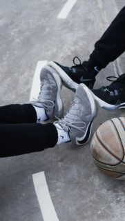 Basketball Lifestyle Feet and Ball Court View Mobile Wallpaper