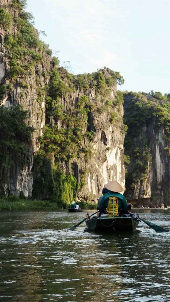 Trang An Boat Trip Through Limestone Karsts Scenic Nature Mobile Wallpaper