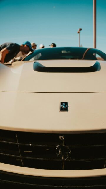 Stunning Cream Ferrari Front View Luxury Car Mobile Wallpaper