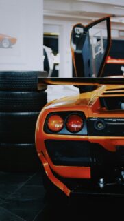 Orange Lamborghini Diablo Supercar Rear View Phone Wallpaper
