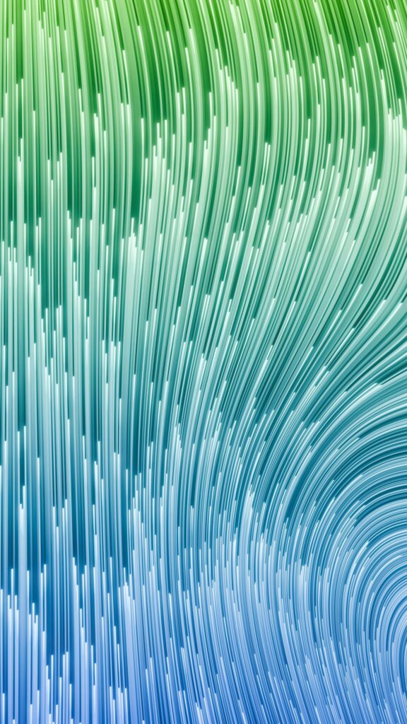 Abstract Green and Blue Flowing Digital Lines Mobile Wallpaper