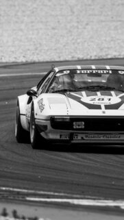 Black and White Vintage Ferrari 308 Rally Racing Phone Wallpaper