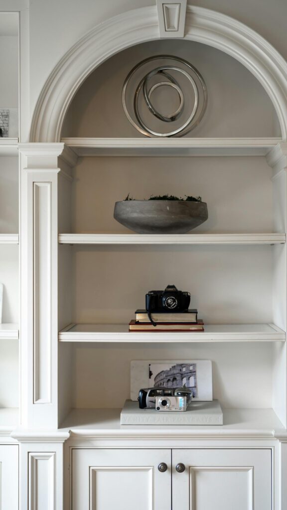 Elegant Minimalist Bookshelf Decor Aesthetic Wallpaper