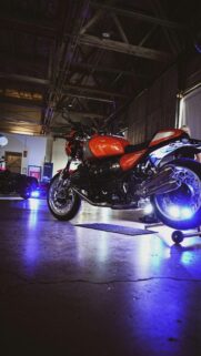 Custom Orange BMW R nineT Motorcycle in Industrial Studio Wallpaper