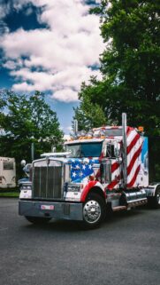 American Flag Kenworth Semi Truck Patriotic Road Trip Mobile Wallpaper