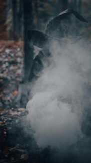 Mysterious Witch in the Foggy Forest Fantasy Mobile Wallpaper