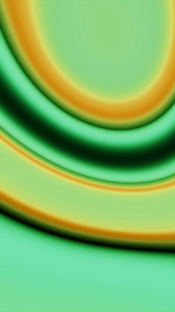 Abstract Green and Orange Liquid Wave Gradient Mobile Wallpaper