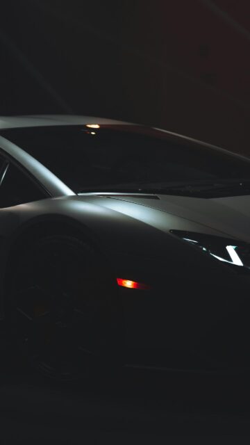 Sleek Silver Lamborghini Aventador Luxury Sport Car Phone Wallpaper